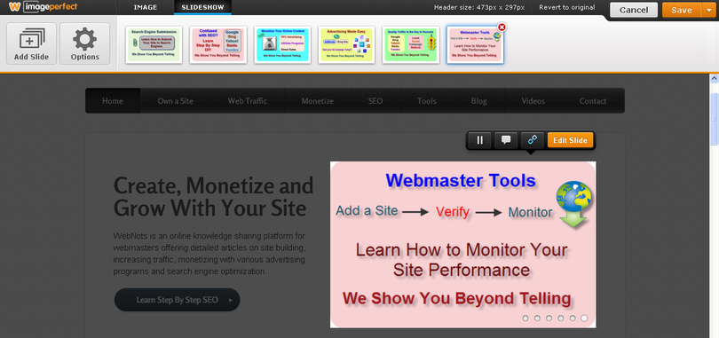 编辑 Weebly 标题幻灯片