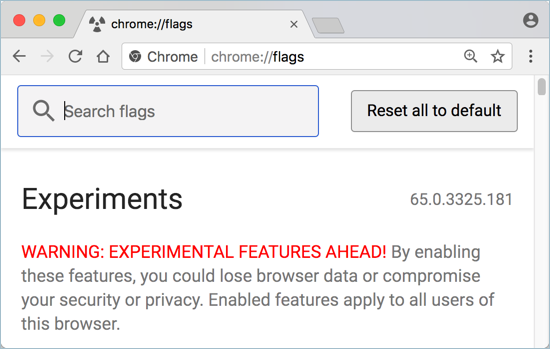 Chrome 中的实验性功能