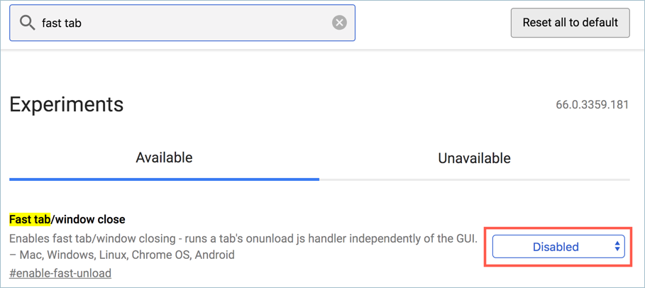 启用快速选项卡窗口关闭标志