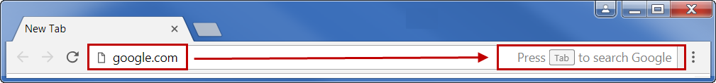 按 Tab 在 Chrome 地址栏中搜索
