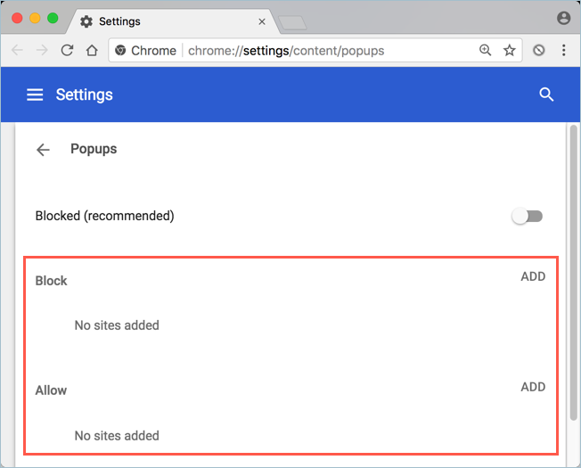 在 Chrome 中阻止或允许特定站点的弹出窗口