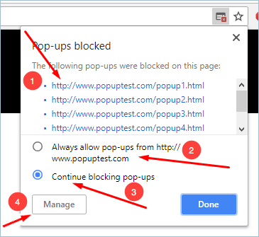 弹出窗口阻止选项