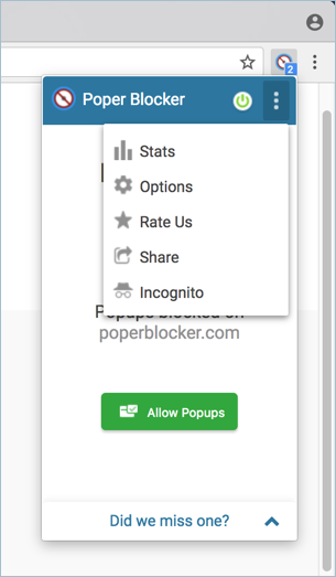 Poper Blocker 扩展选项