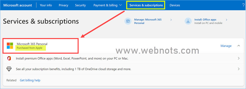 Microsoft 帐户订阅