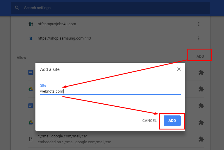 在 Chrome 中添加站点以启用通知