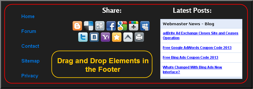 Weebly 免费拖放页脚外观