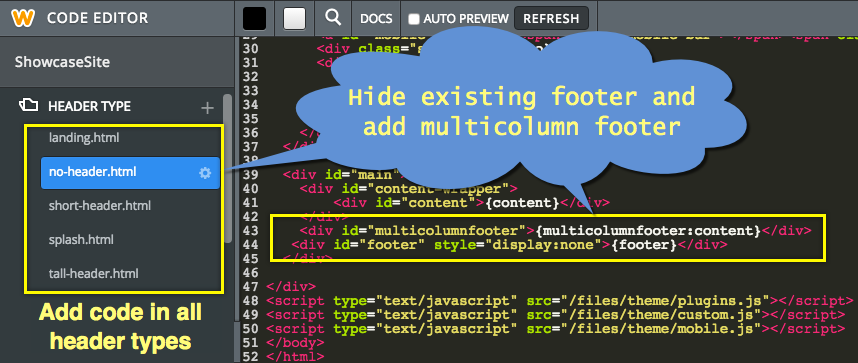 在 HTML 中添加多列页脚