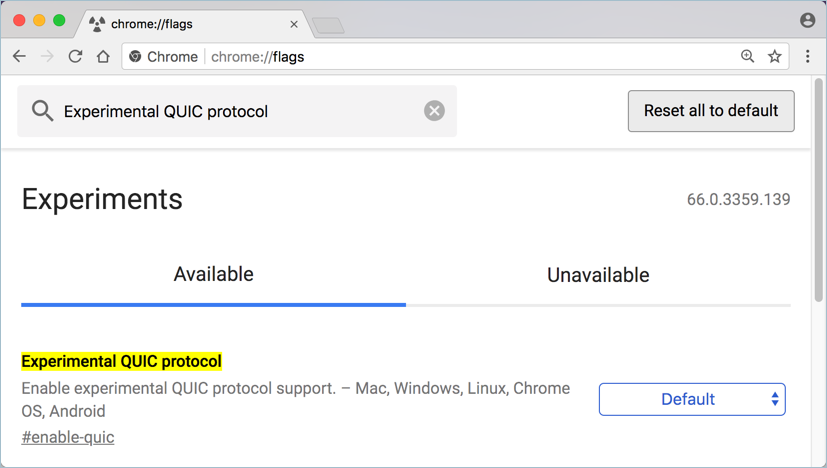 在 Chrome 中禁用 QUIC 协议