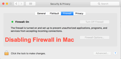 在 Mac 中禁用防火墙