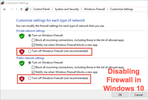 在 Windows 10 中禁用防火墙