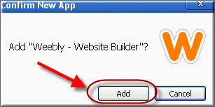 添加 Weebly 应用程序
