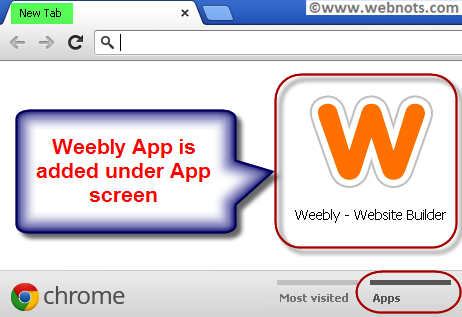 在 Chrome 新标签页中查看 Weebly 应用 