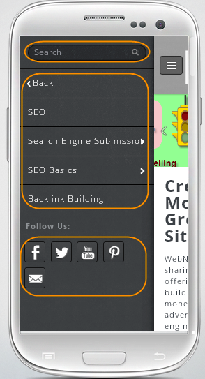 Weebly Live 移动编辑器选项