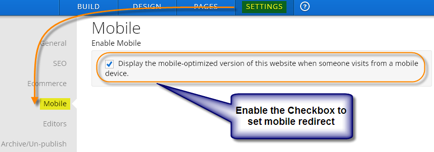 Weebly 移动重定向设置