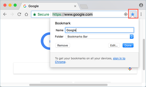 从 Chrome 地址栏中添加书签