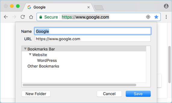 在文件夹中添加书签