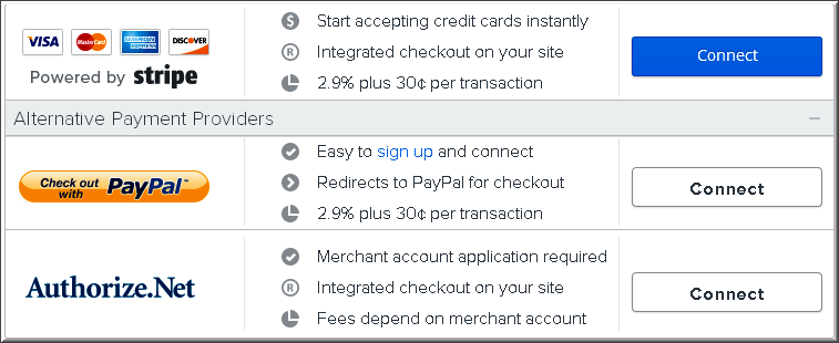 Weebly 付款结帐选项