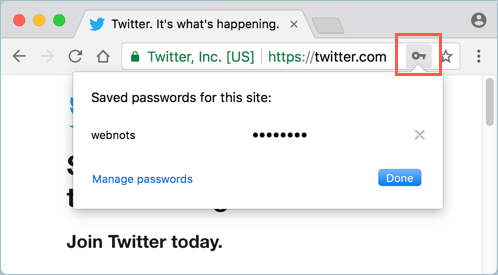 从地址栏中的钥匙图标查看已保存的密码