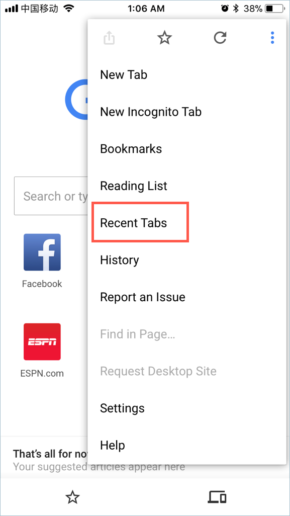 在 Chrome 移动版中重新打开关闭的标签页