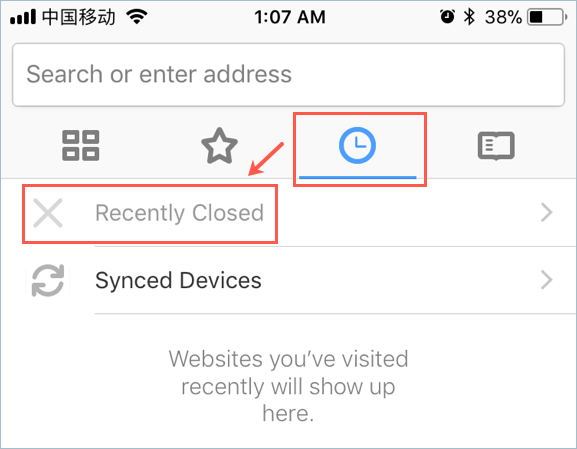 在 Firefox Mobile 中查看最近关闭的标签页