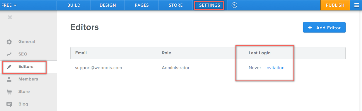 检查编辑的邀请和登录详细信息