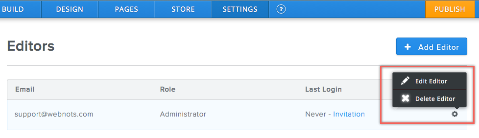 在 Weebly 中删除编辑器