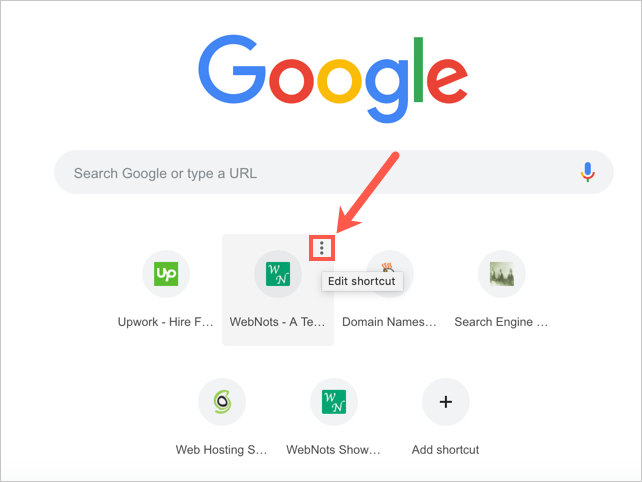 Chrome 新标签页上的编辑快捷方式