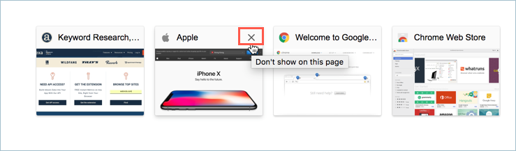 删除 Chrome 新标签页上的缩略图
