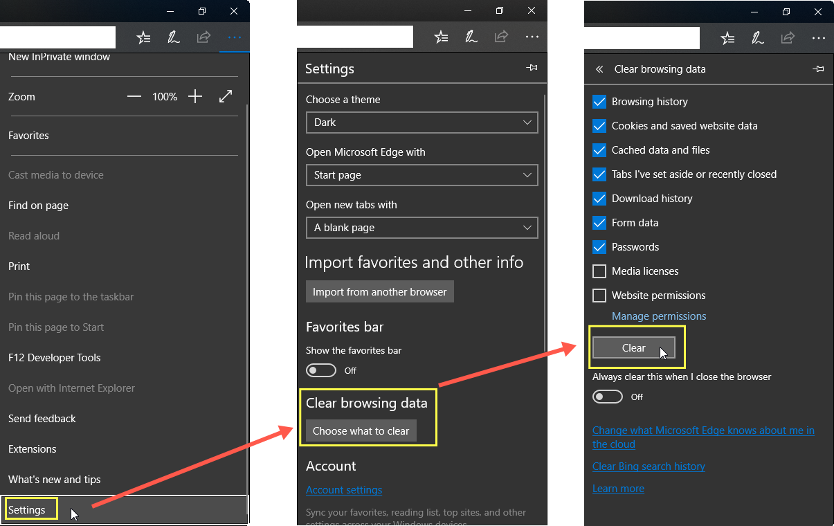 清除 Microsoft Edge 中的历史记录