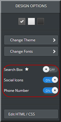 Weebly 设计选项卡选项