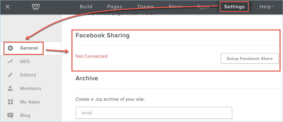 在 Weebly 中设置 Facebook 分享