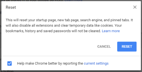 将 Chrome 重置为初始设置