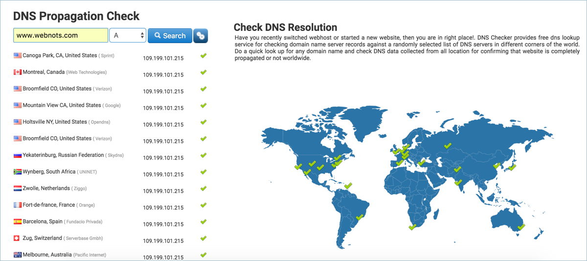 DNS 传播检查