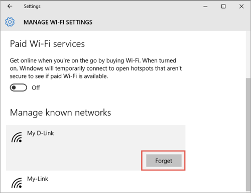 在 Windows 10 中忘记 WiFi 网络