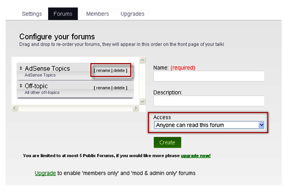 在 Weebly 中配置论坛