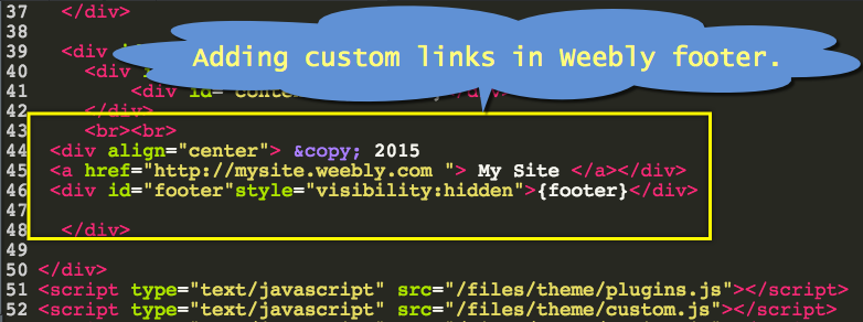 在 Weebly 页脚中添加自定义链接