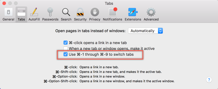 Safari 中的标签导航设置