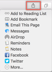 Safari 中的共享选项