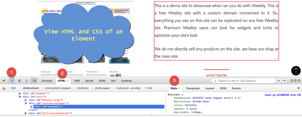 查看元素的 HTML 和 CSS