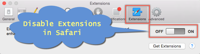在 Safari 中禁用扩展