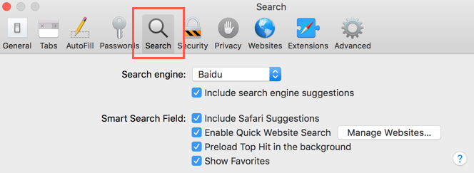 更改 Safari 中的搜索引擎