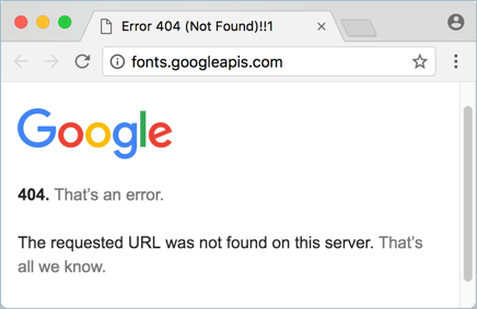 未找到来自 Google 字体服务器的错误