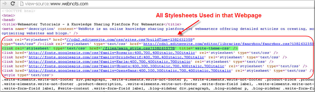 页面源中的样式表链接