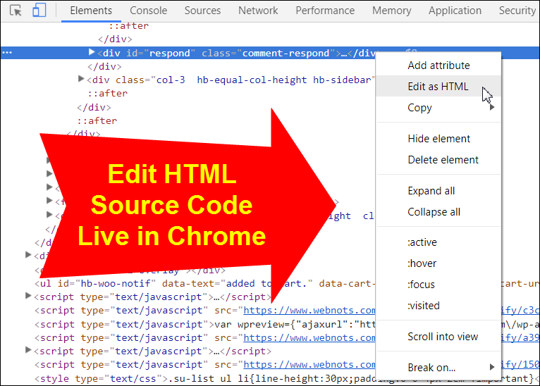 在 Chrome 中实时编辑 HTML 源代码
