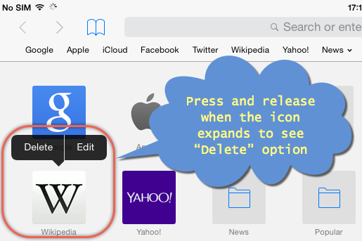 长按删除 Safari 收藏夹