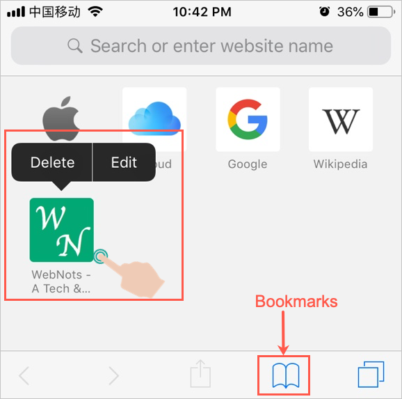 点击并按住以查看选项