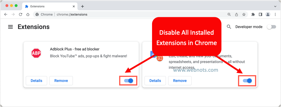 禁用所有 Chrome 扩展程序