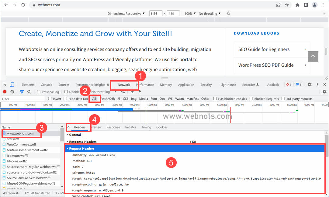 在 Chrome 中查看 HTTP 请求和响应标头字段