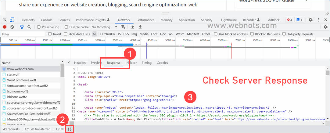 在 Chrome 中查看响应源