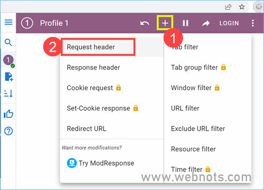 添加新的请求标头